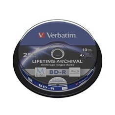 Verbatim Blu-ray M-DISC BD-R [ Spindle 10 | 25GB | 4x | Inkjet Printable ]