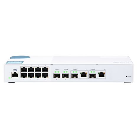 QNAP managovatelný switch QSW-M408-2C (12portů: 8x Gigabit port + 4x 10G  SFP+ /2x 10GbE kombo porty) | FORTREX