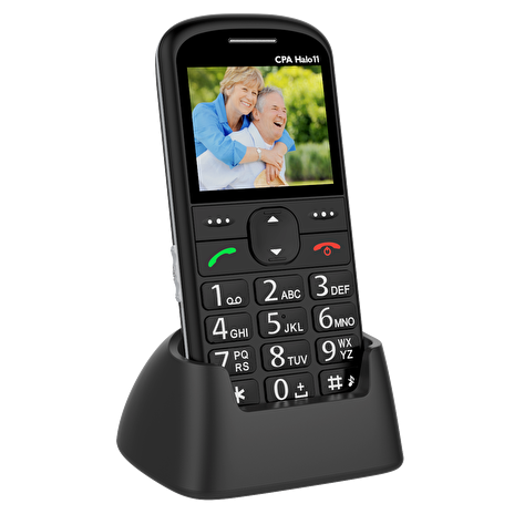 CPA mobilní telefon pro seniory HALO 11/ 2,4" barevný display/ SOS  tlačítko/ vestavěná svítilna/ FM rádio/ černý | FORTREX